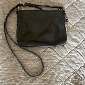 Fossil Black Leather Crossbody Bag